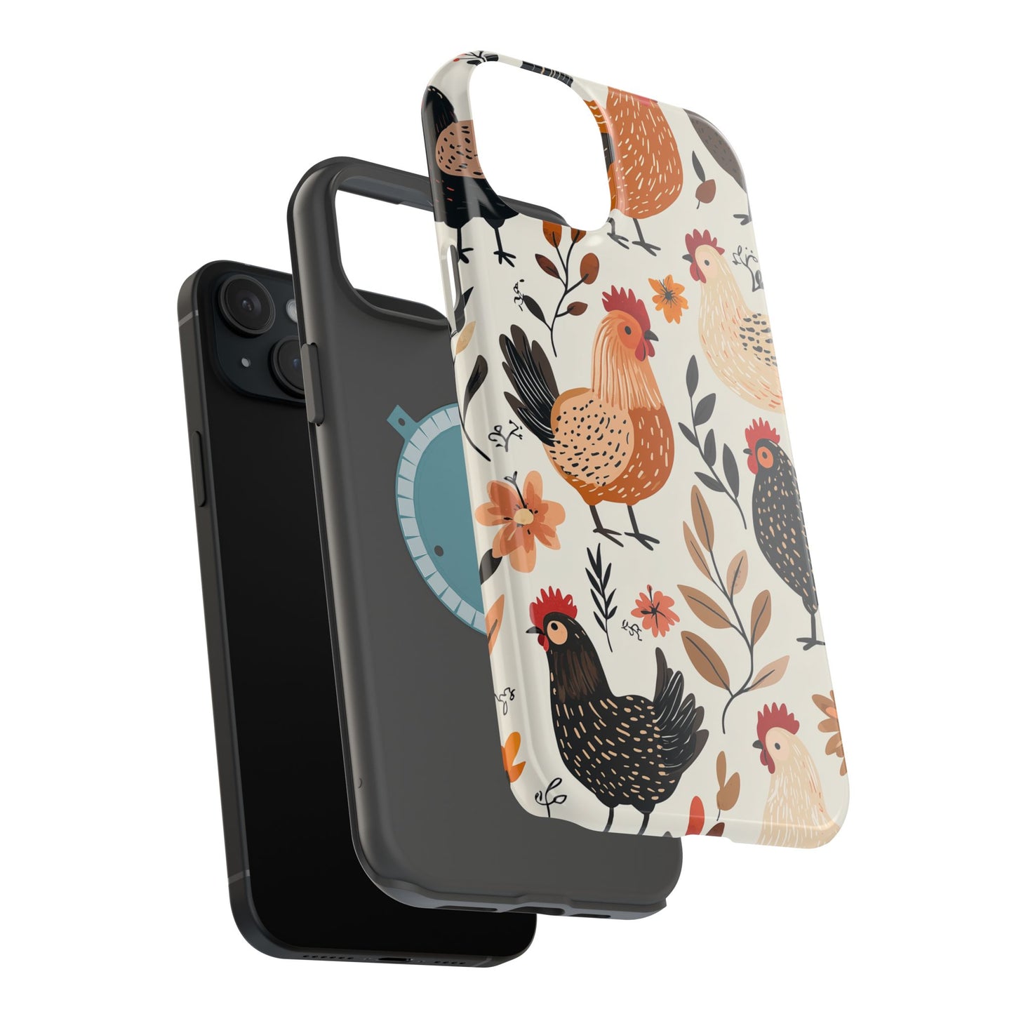 MagSafe iPhone Case: Cluckin' Vintage – Chickens & Leaves