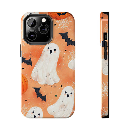 Spooky Cute Ghost iPhone Case – Halloween Ghosts, Pumpkins, Bats & Cobwebs Design