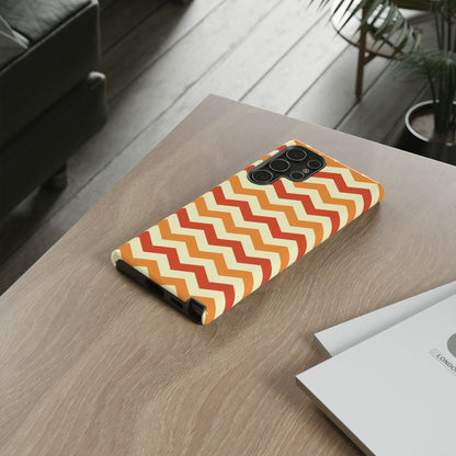 Warm Sunset Chevron – Orange, Red & Cream Geometric Samsung Galaxy Case