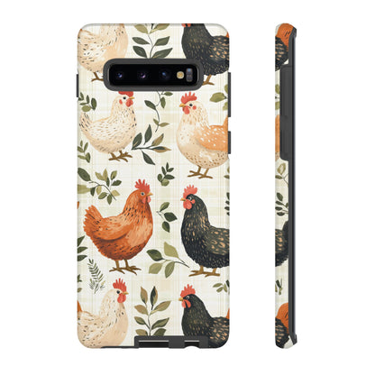 Samsung Galaxy Case: Vintage Chicken Farmhouse Case – Rustic Leaves Design