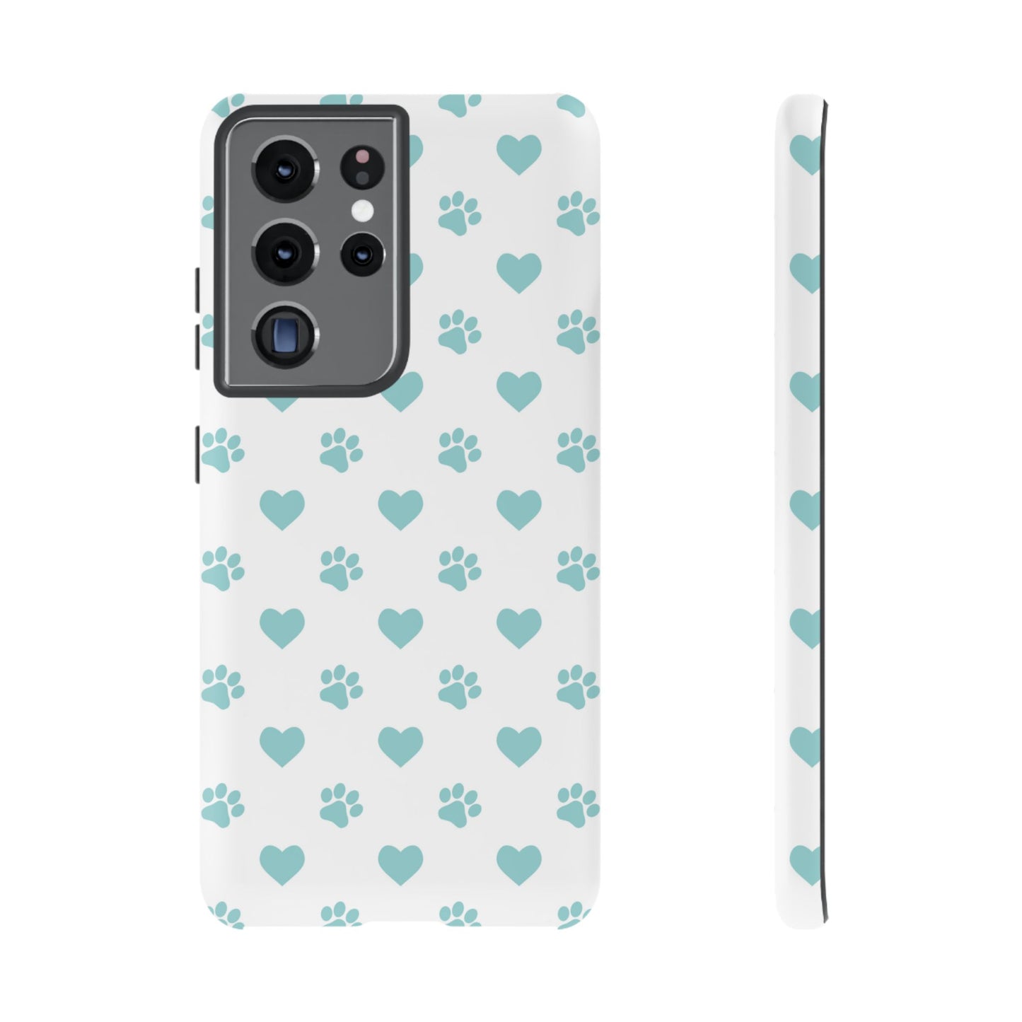 Mint Green Paw Print & Heart Samsung Galaxy Case – Cute Pet Lover’s Design