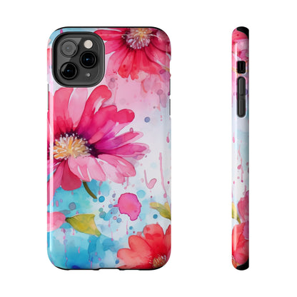 Vibrant Watercolor Red & Pink Floral - iPhone Case