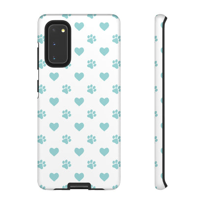 Mint Green Paw Print & Heart Samsung Galaxy Case – Cute Pet Lover’s Design