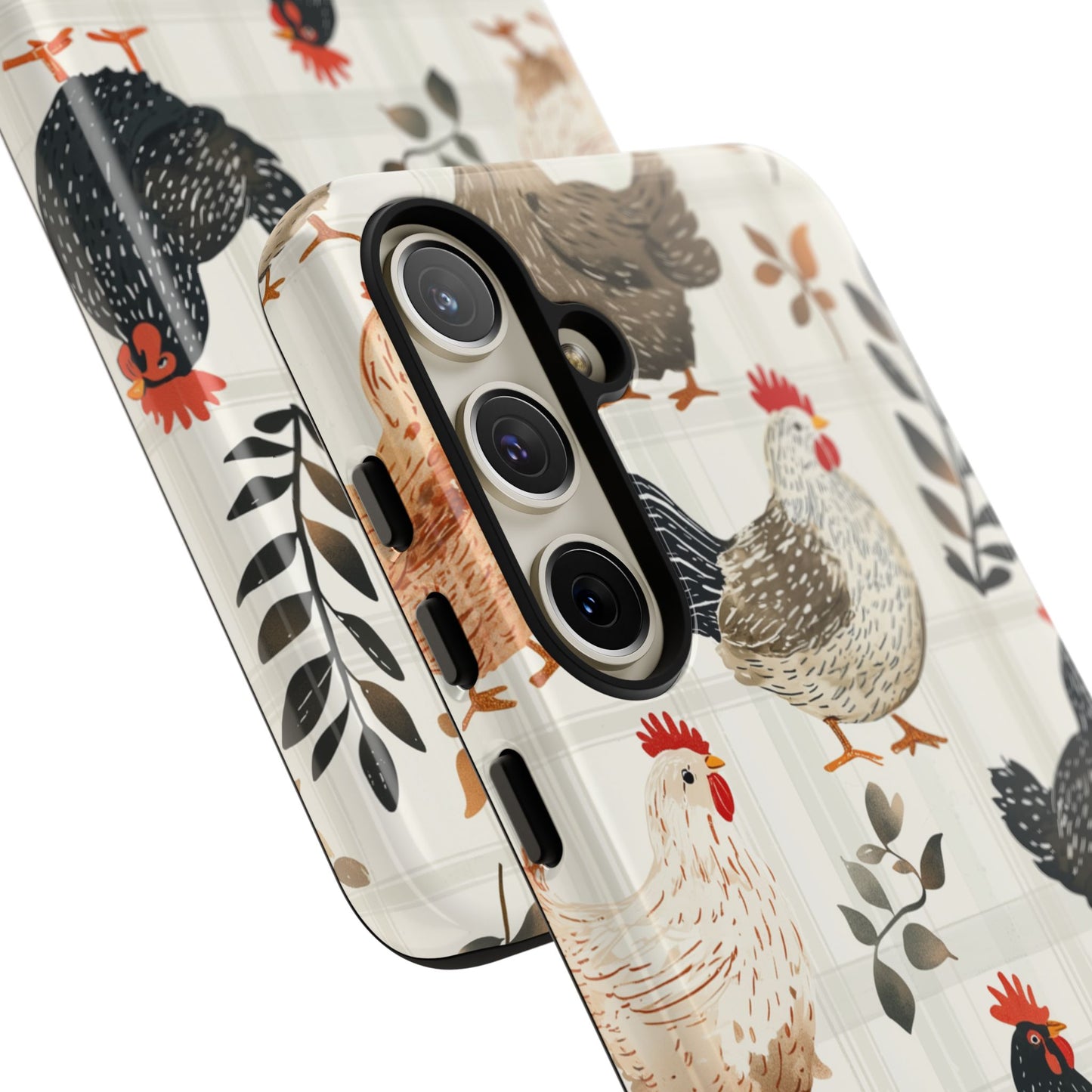 Samsung Galaxy Case: Vintage Chicken & Leaves – Farmhouse Style Case