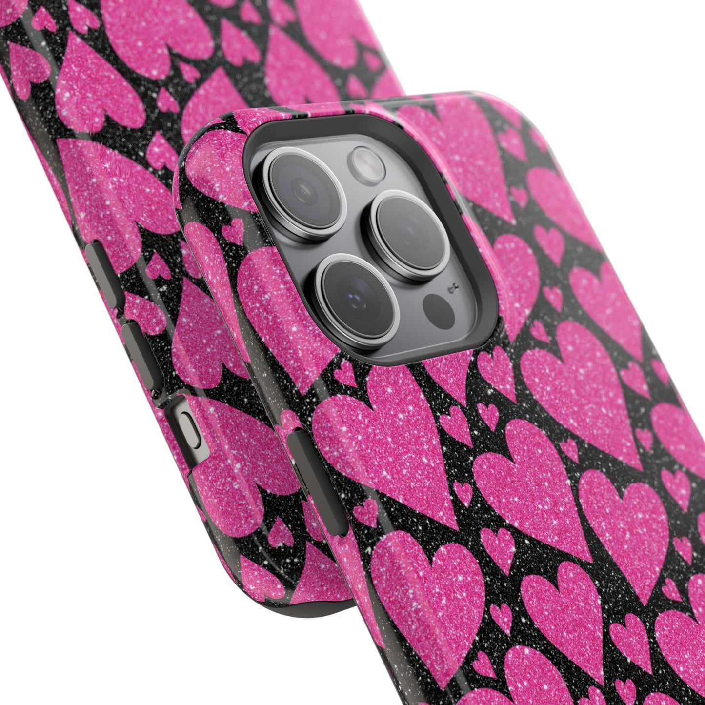 Glitter Hearts MagSafe iPhone Case