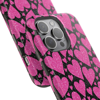 Glitter Hearts MagSafe iPhone Case