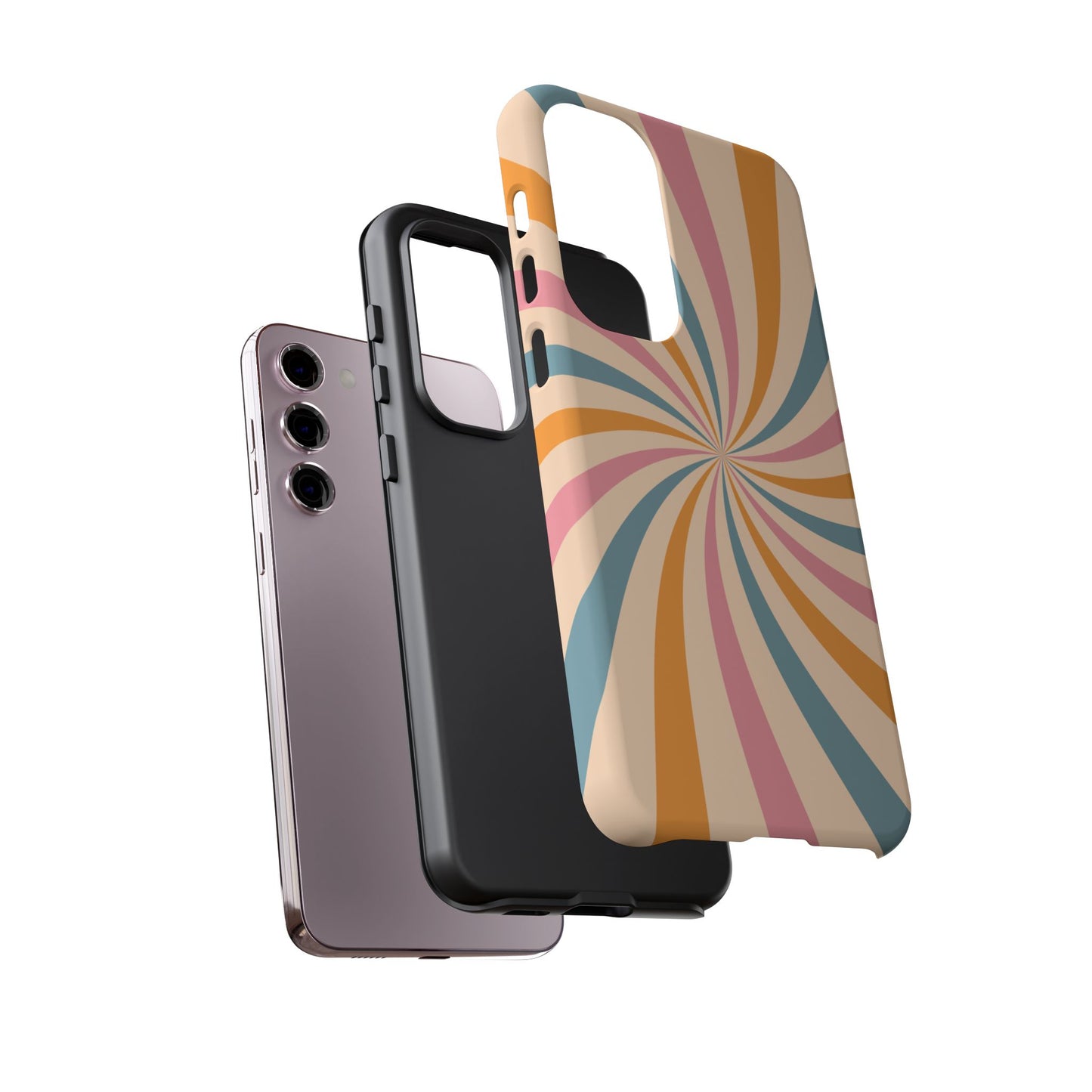 Retro Swirl Pattern Samsung Galaxy Case – Bold 70s Vibe in Pink, Orange, and Teal