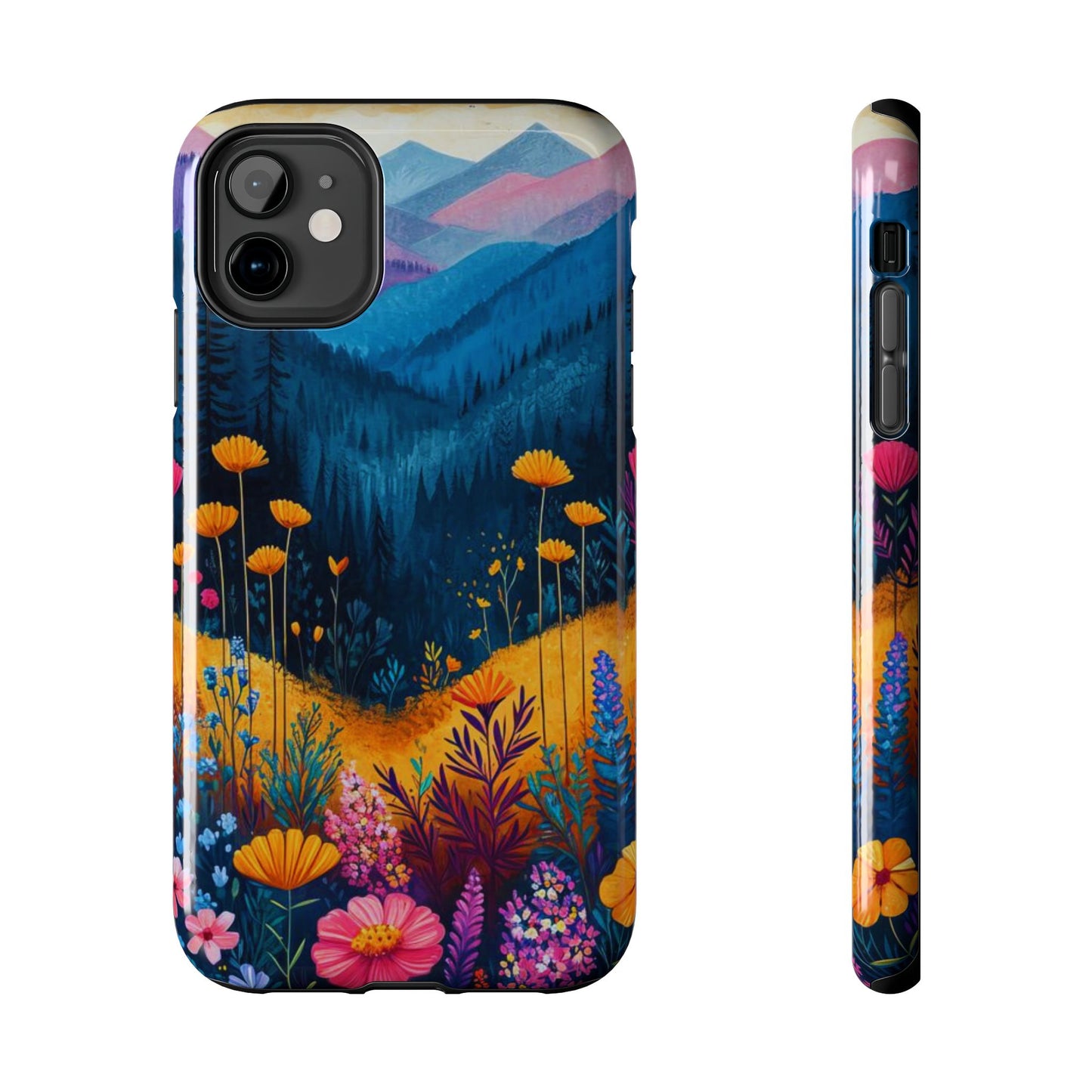 Vibrant Wildflower Mountain iPhone Case – Bold Nature Art, Dual - Layer Protection" - BOGO Cases