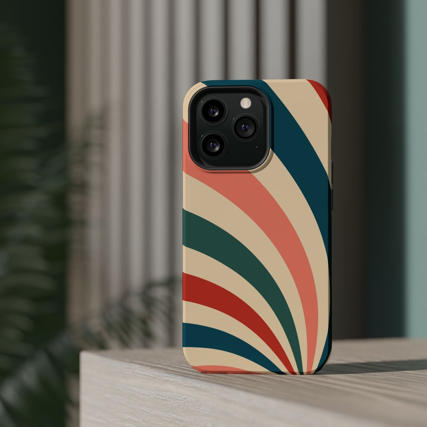 Retro Sunburst Swirl MagSafe iPhone Case – Dual-Layer Protection with Bold 70s Vibes