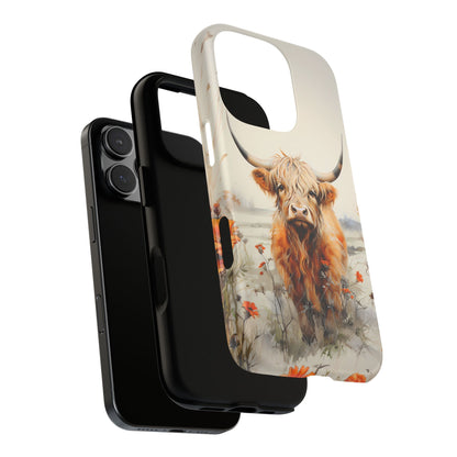 Cutest Highland Cow & Flowers Phone Case!