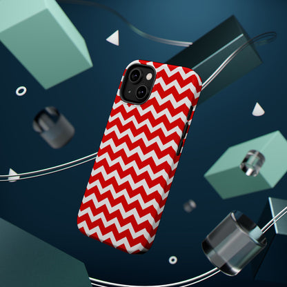 Bold Red & White Chevron – Modern Geometric MagSafe iPhone Case