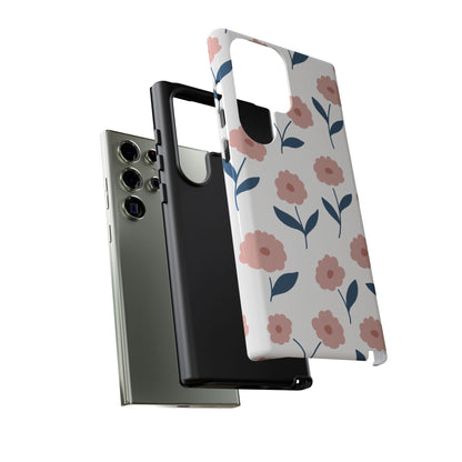 Playful Pink Floral Tough Samsung Galaxy Case – Soft Pastel Design, Slim & Shockproof