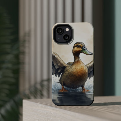 Graceful Duck in Watercolor Scene - MagSafe iPhone Case