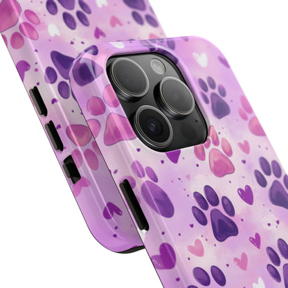 Purple Paw Print iPhone Case - Cute Pet-Themed Protective Cover