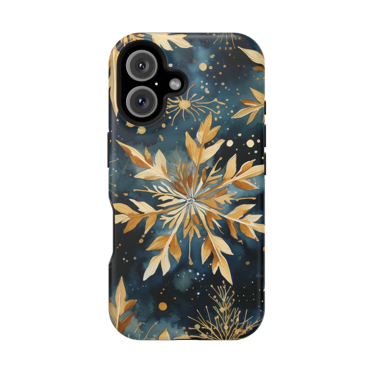 Gold Floral Snowflakes on Midnight Blue - MagSafe iPhone Series Case