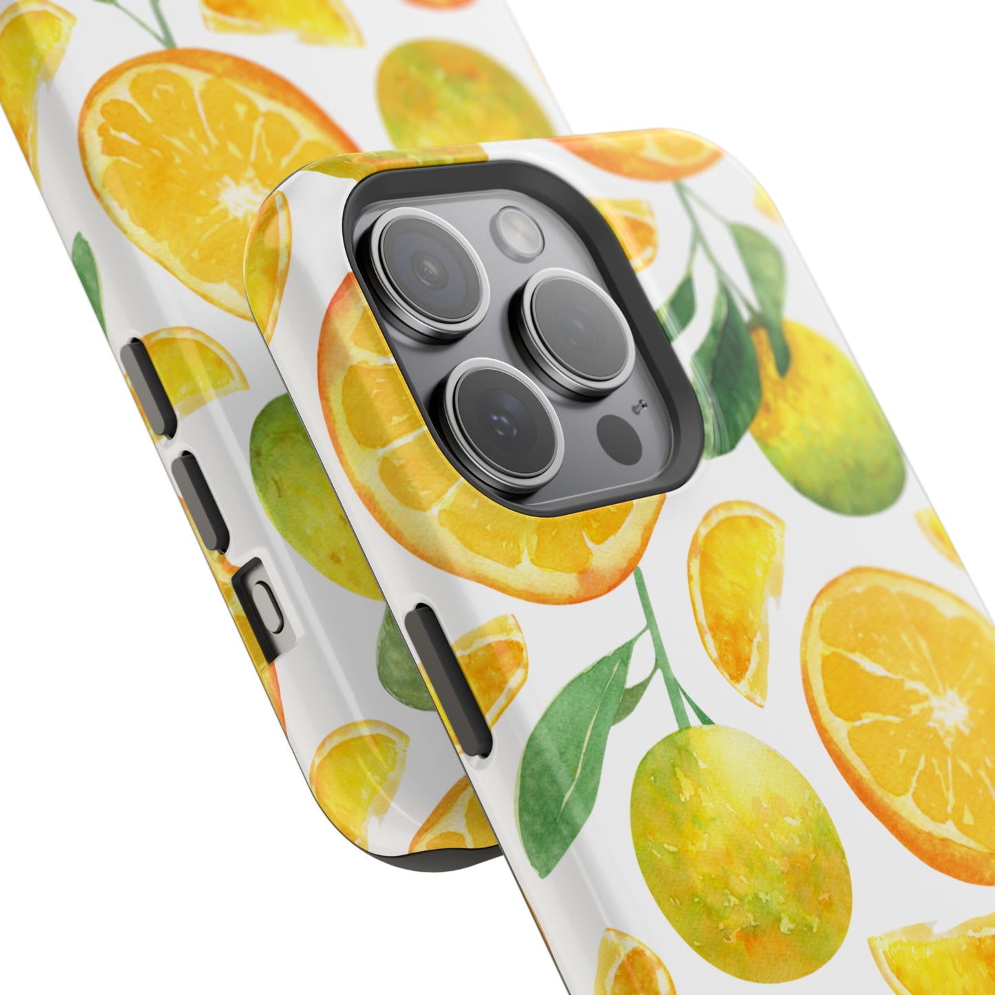 Sunny Citrus Grove Tough MagSafe iPhone Case – Watercolor Orange Design, Dual-Layer Protection