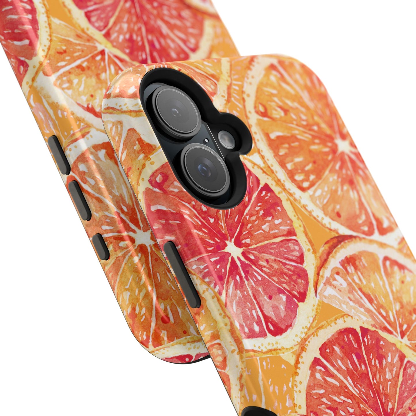 Watercolor Citrus Splash Tough MagSafe iPhone Case – Vibrant Fruit Print, Shock-Resistant Design