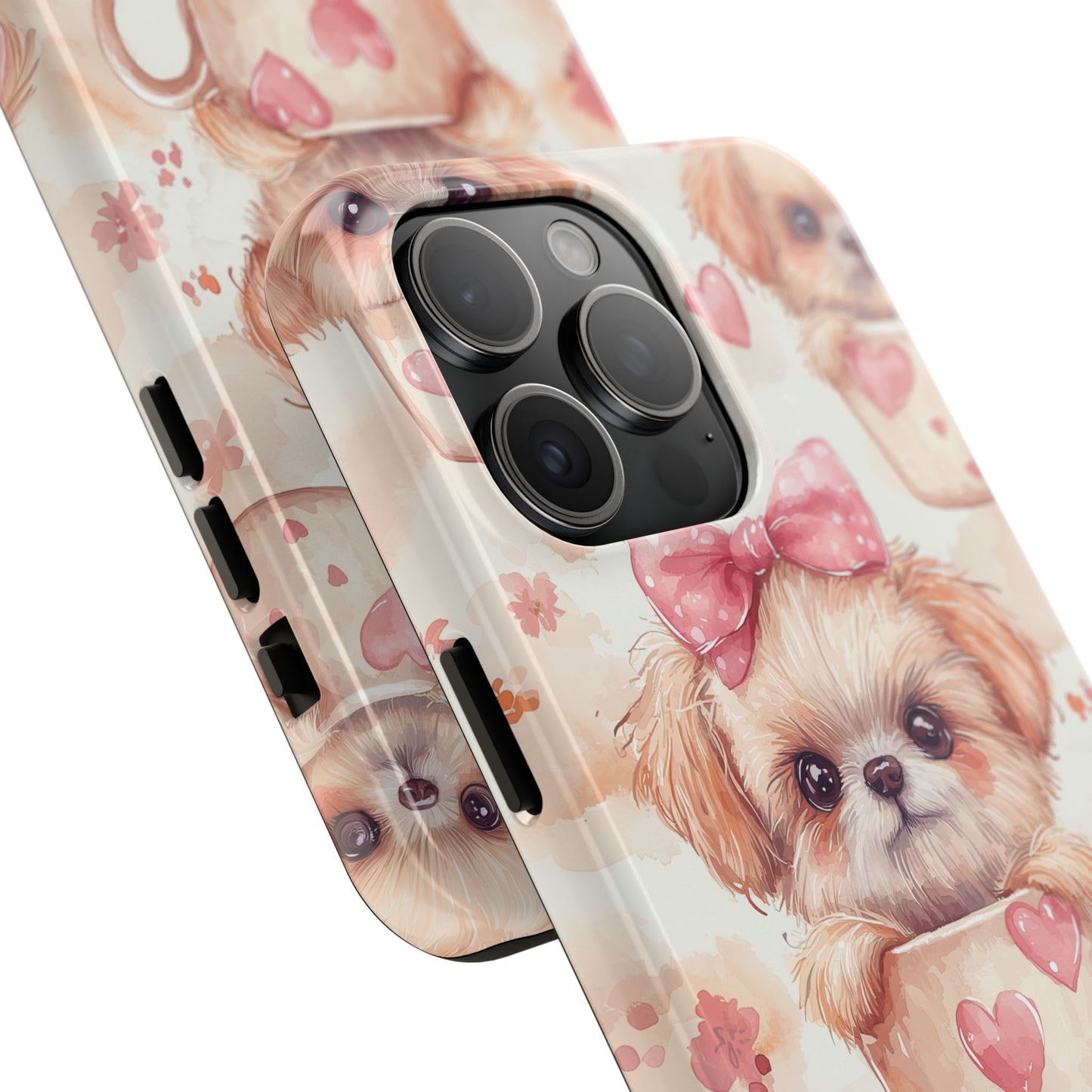 Adorable Puppy in Teacup iPhone Case – Tough, Dual - Layer Protection with Cute Pink Bow Design - BOGO Cases