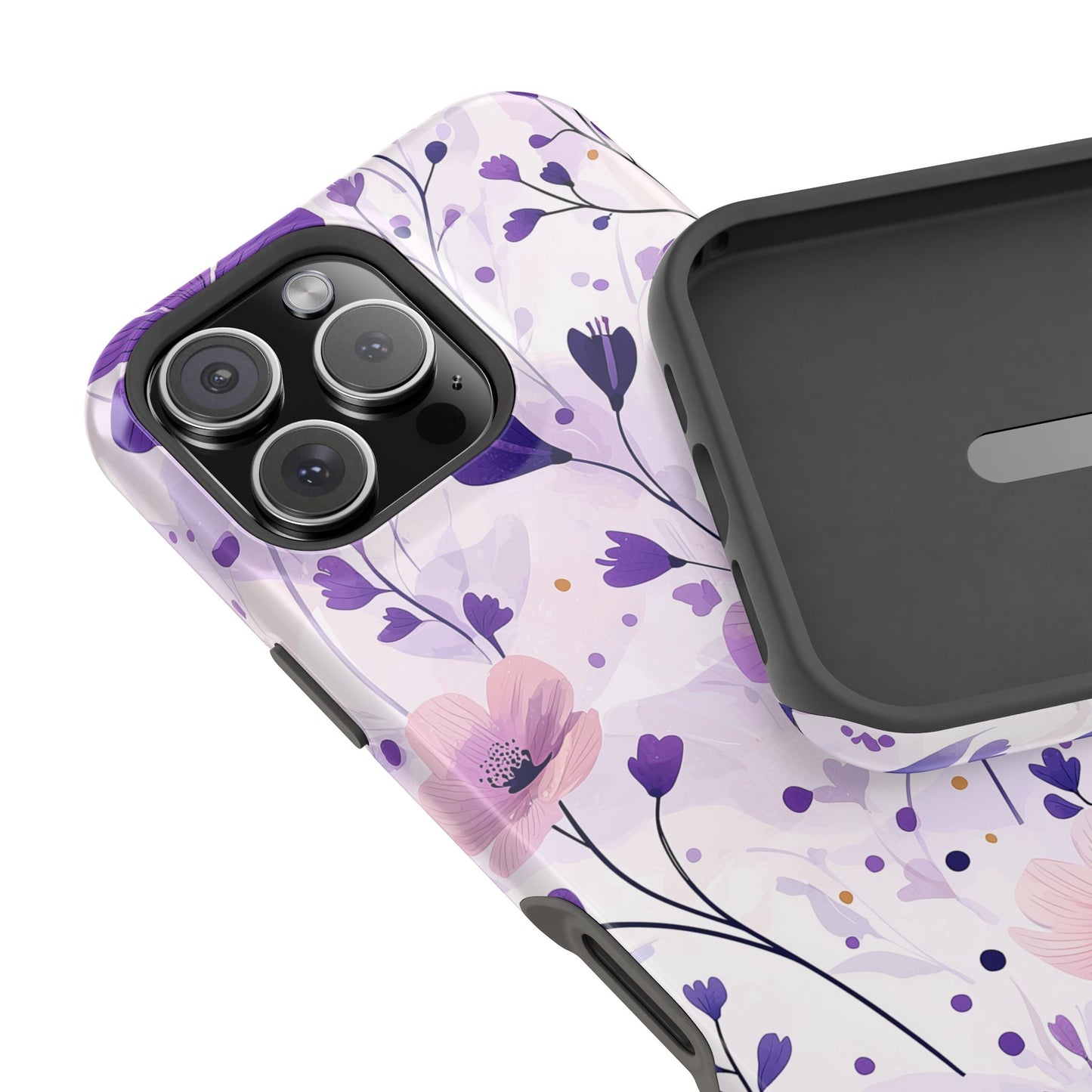 Purple Floral Bliss MagSafe iPhone Case – Delicate Blossom Design