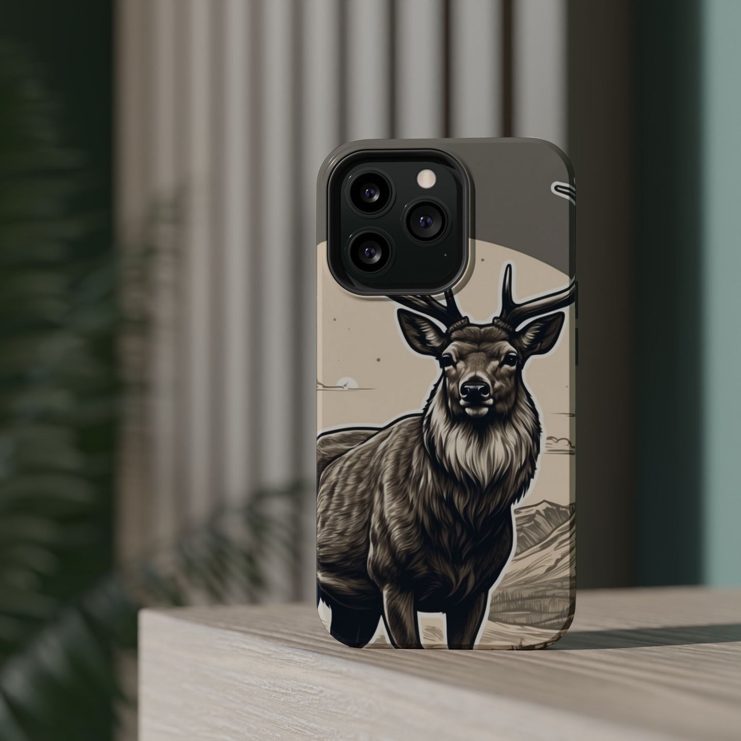 Monochrome Majesty – Regal Stag MagSafe iPhone Cases