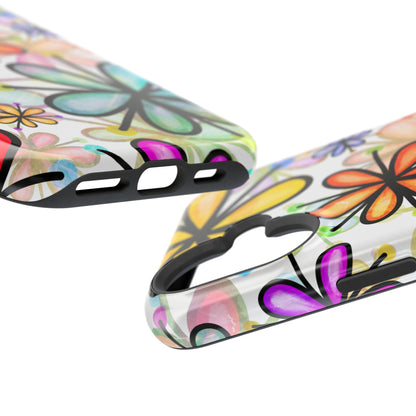 Retro Floral Pop MagSafe iPhone Case – Ultra-Slim Design, High-Gloss Finish