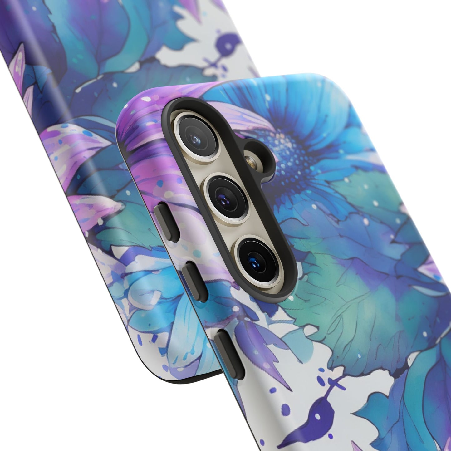 Purple & Teal Watercolor Floral Samsung Galaxy Case - Artistic Flower Design