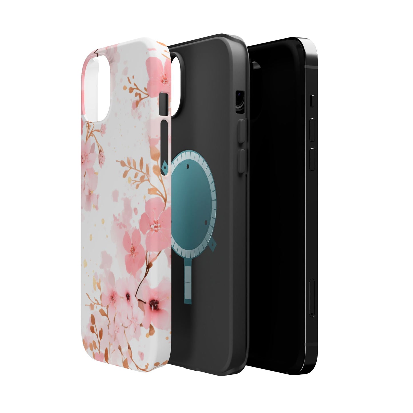 Soft Pink Cherry Blossom MagSafe Case – Floral Elegance with Wireless Charging