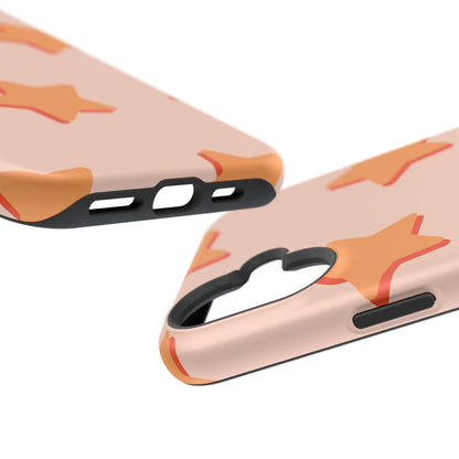 Retro Orange Stars MagSafe iPhone Case – Shock-Resistant, Smooth Matte Finish, Dual-Layer Design