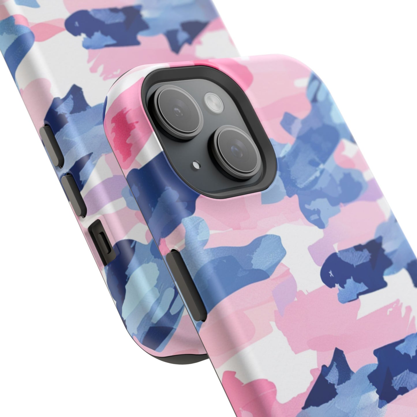 MagSafe Case: Dynamic Pink & Navy Brushstroke Art