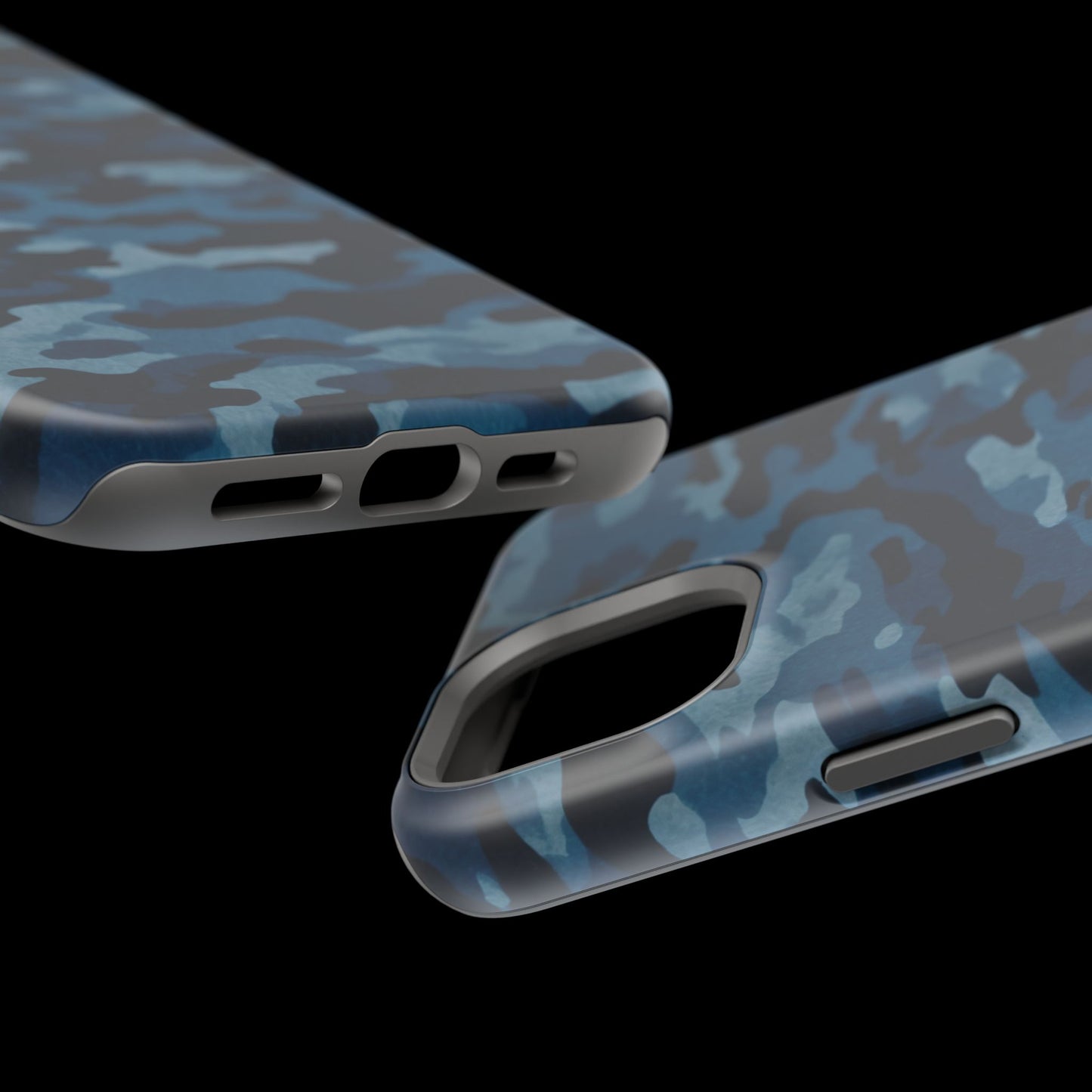 Dark Blue Camouflage – MagSafe iPhone Case with Modern Rugged Style