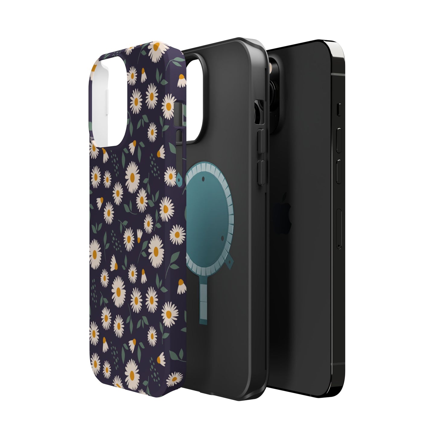 Midnight Daisy MagSafe iPhone Case – Dark Navy Floral Design, Slim and Protective