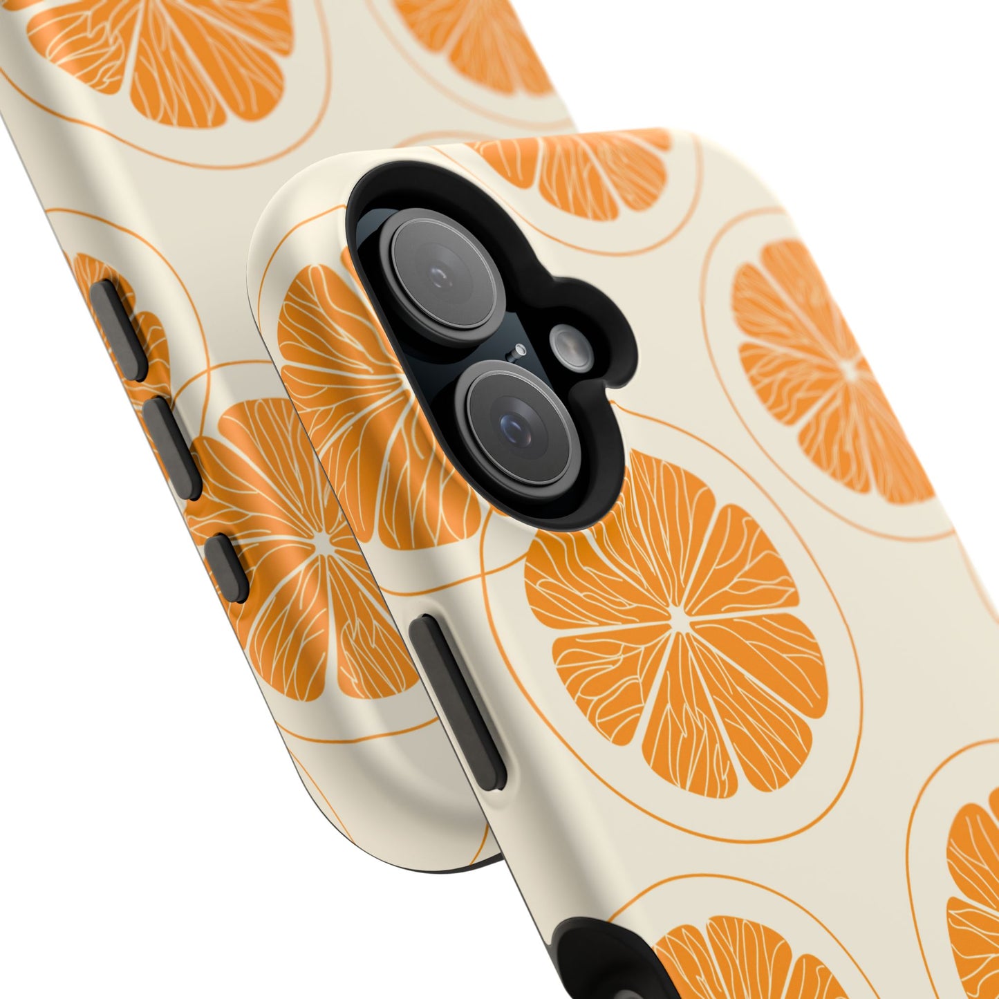 Citrus Burst Pattern Tough MagSafe iPhone Case – Bold Orange Design, Shockproof Protection