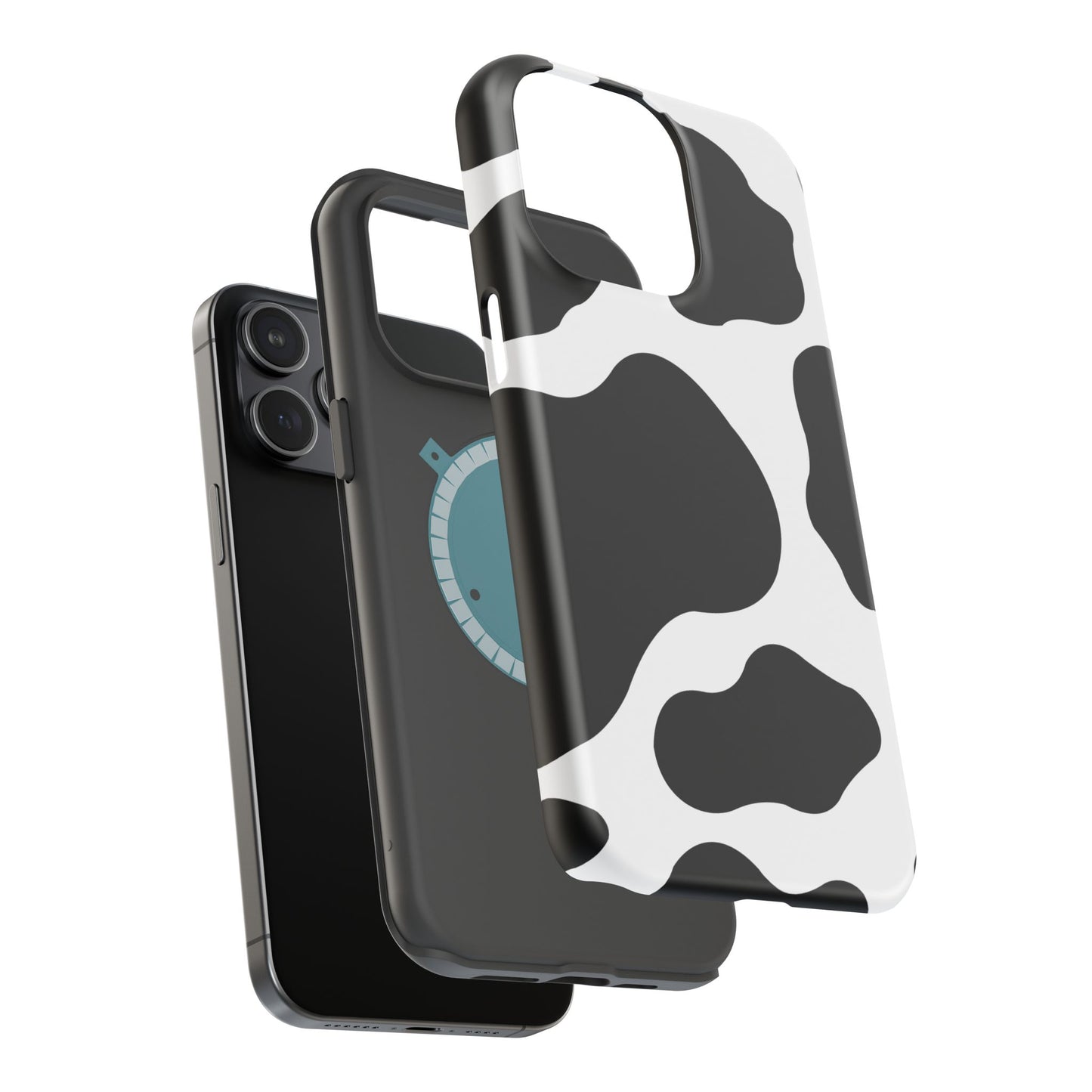 Chic Cow Print Tough Magsafe iPhone Case – Trendy Monochrome Animal Pattern with Dual-Layer Protection