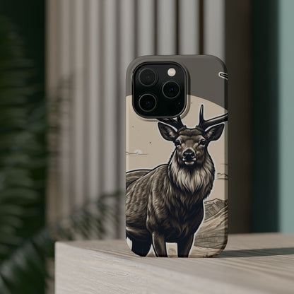 Monochrome Majesty – Regal Stag MagSafe iPhone Cases