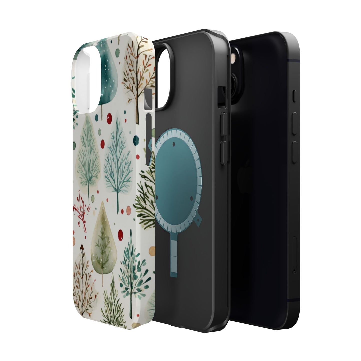 Watercolor Winter Trees MagSafe iPhone Case – Nature-Inspired, Holiday Theme Protective Cover