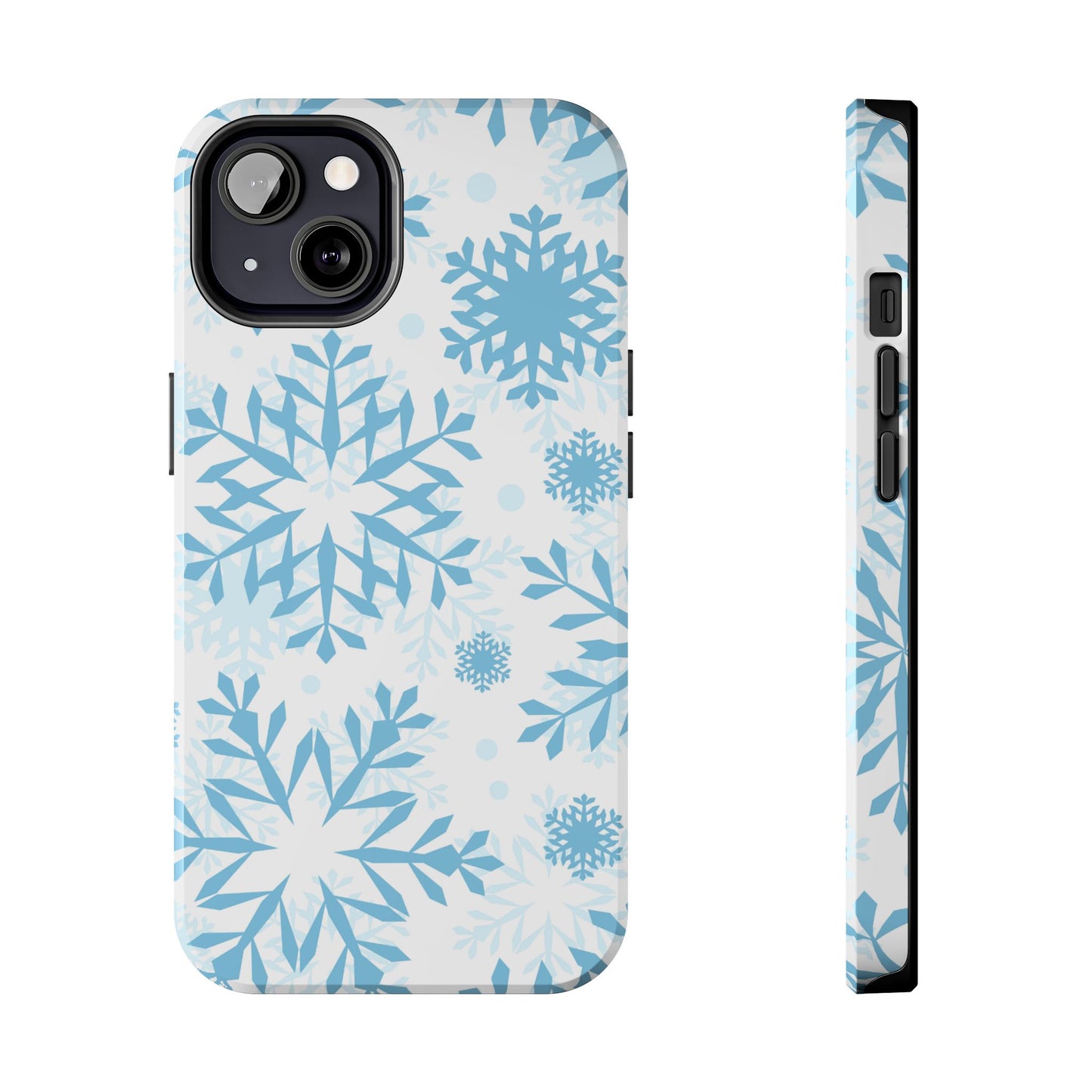 Frosty Blue Snowflakes iPhone Case – Shockproof, Smooth Matte Finish, Dual-Layer Design