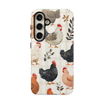 Samsung Galaxy Case: Vintage Chicken & Leaves – Farmhouse Style Case