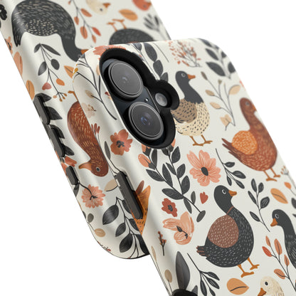 MagSafe iPhone Case: Vintage Duck – Floral & Leaf Design