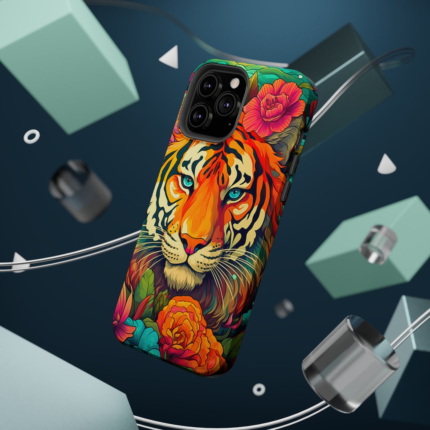 Fierce Rainbow Tiger Art - MagSafe iPhone Case