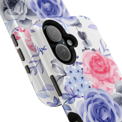 Elegant Blue Floral Watercolor Design – MagSafe iPhone Case