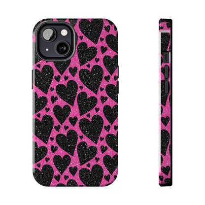 Pink Glitter Hearts iPhone Case