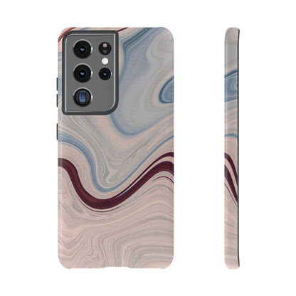 Marble Swirl Elegance – Samsung Galaxy Case in Blue & Blush Abstract Design