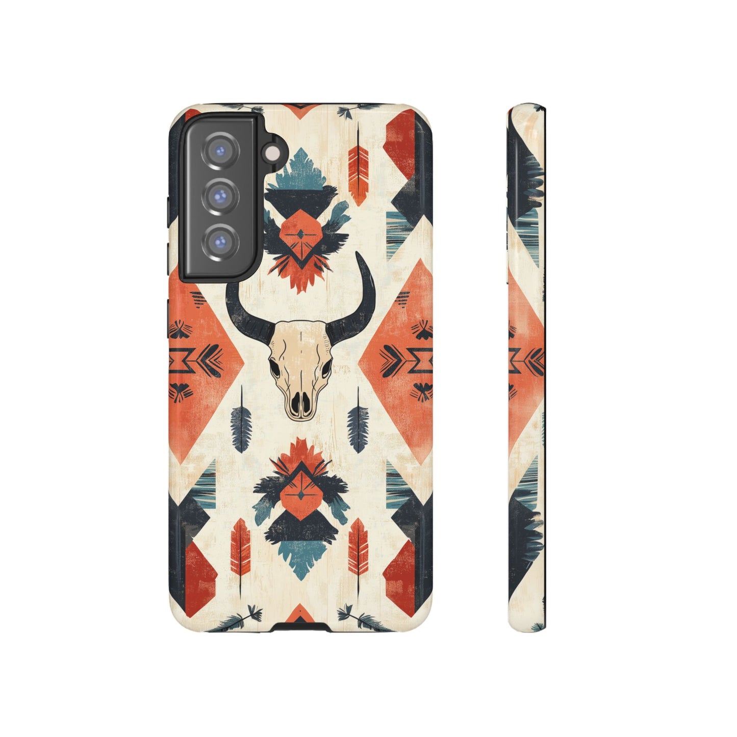 Southwestern Boho Skull Tough iPhone Case – Durable Matte Finish, Dual - Layer Protection - BOGO Cases