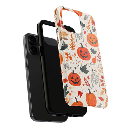 Halloween Pumpkin & Skeleton iPhone Case – Spooky Autumn Design