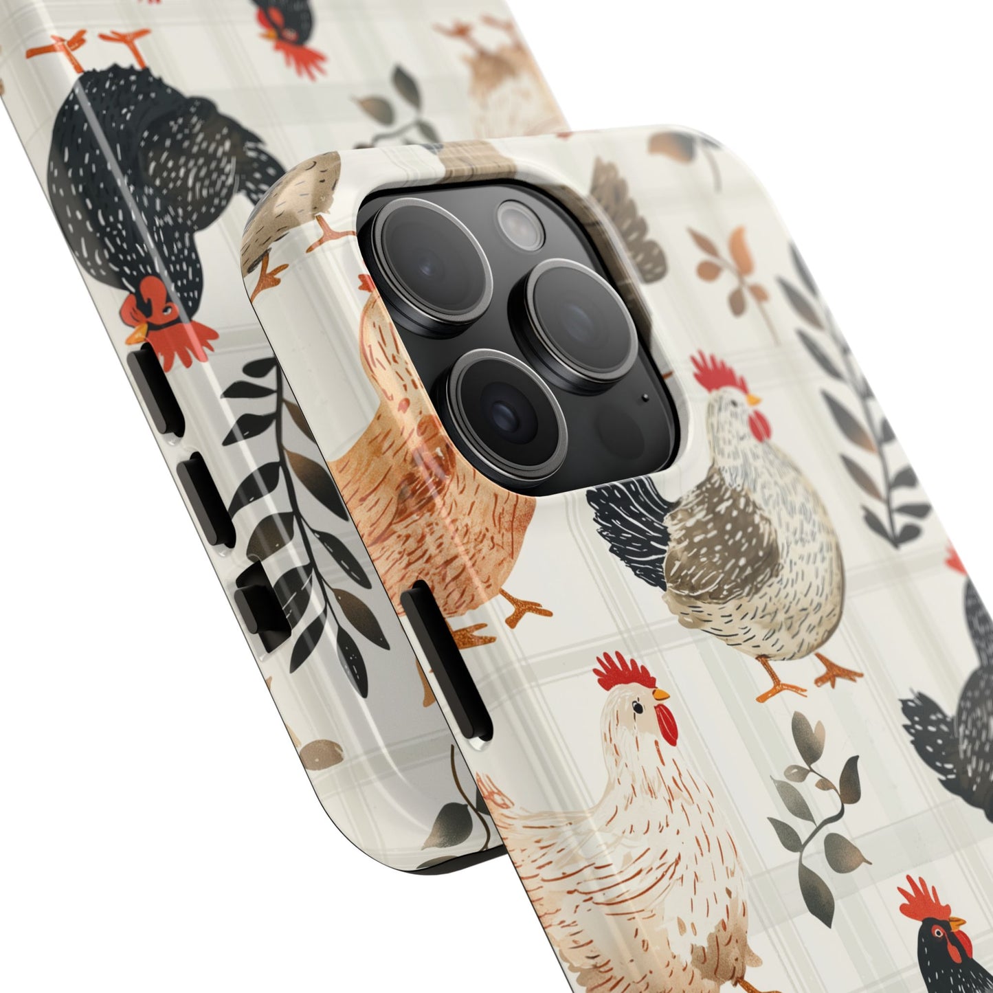 iPhone Case: Vintage Chicken & Leaves – Farmhouse Style Case