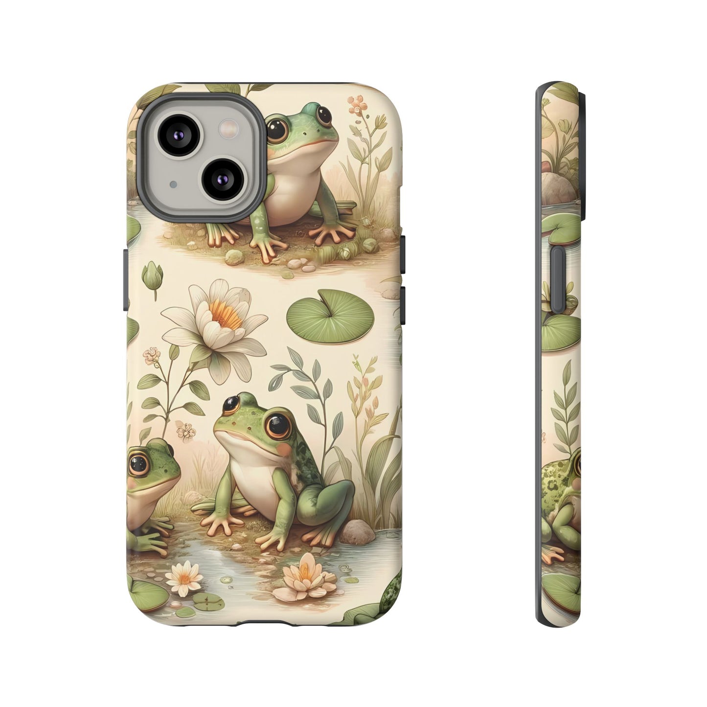 Cute Frogs Phone Case - Pond Pals Frolic - Charming Frog Lily Pad Phone Case for iPhone, Google & Samsung! Great Gift For Any Frog Lover!