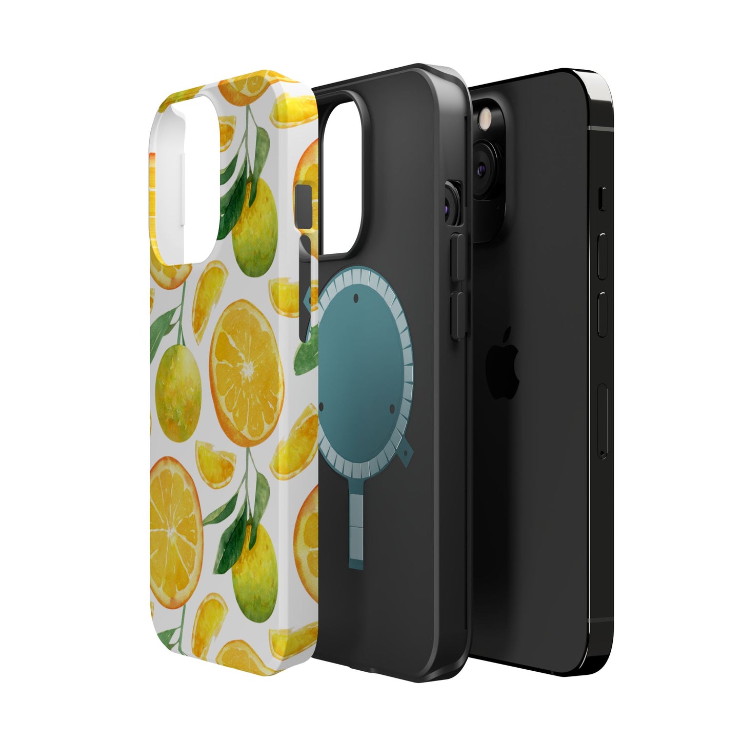 Sunny Citrus Grove Tough MagSafe iPhone Case – Watercolor Orange Design, Dual-Layer Protection