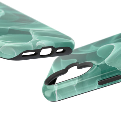 Emerald Flow MagSafe iPhone Case – Translucent Green Fabric-Inspired Design