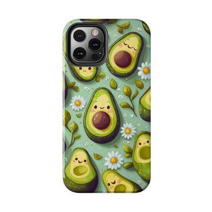 Cute Avocado iPhone Case – Adorable Kawaii Avocados with Daisies, Shock - Resistant - BOGO Cases