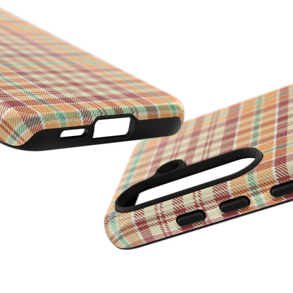 Retro Chic Plaid Samsung Galaxy Case in Red, Orange, Green & Cream – Timeless Vintage Design